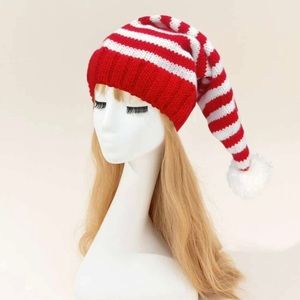 Red Striped Pom Pom Hat